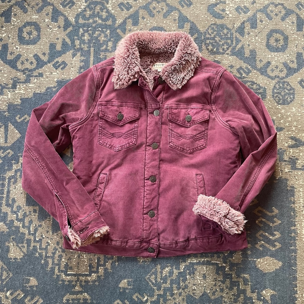 Idyllwind Corduroy Sherpa Lined Trucker Jacket | Sz XS | Pink/Purple